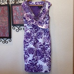EUC Adrianna Papell multi-purple embellished dress